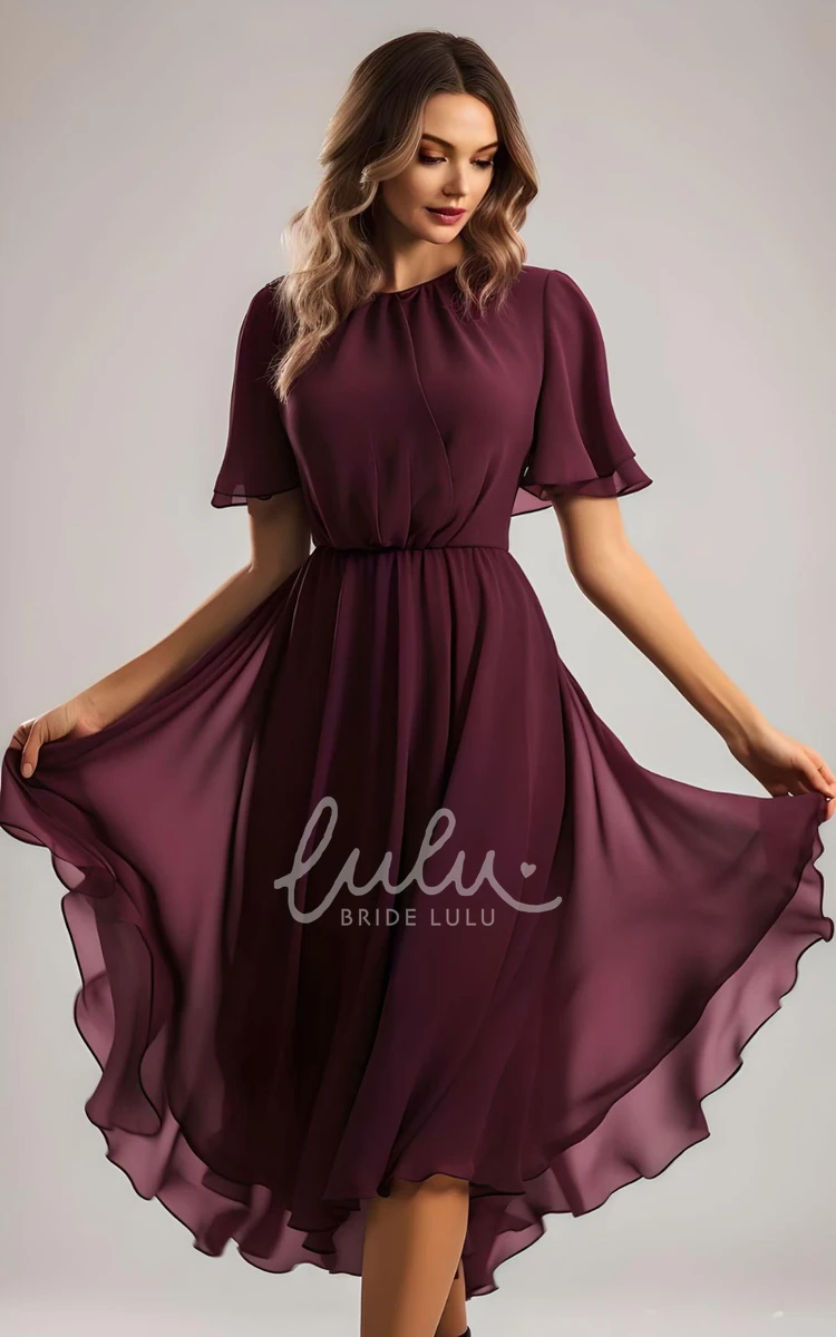 Elegant A-Line Chiffon Bridesmaid Dress with Half Sleeves and Ankle-length in 2024