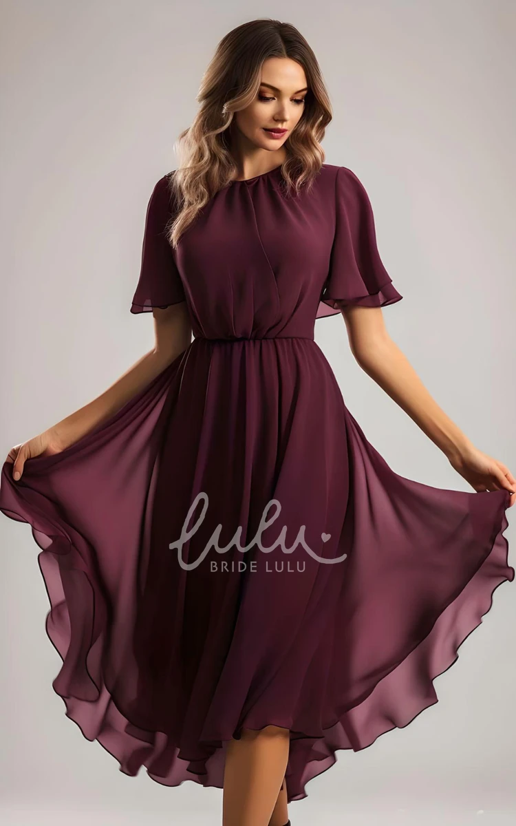 Elegant A-Line Chiffon Bridesmaid Dress with Half Sleeves and Ankle-length in 2025