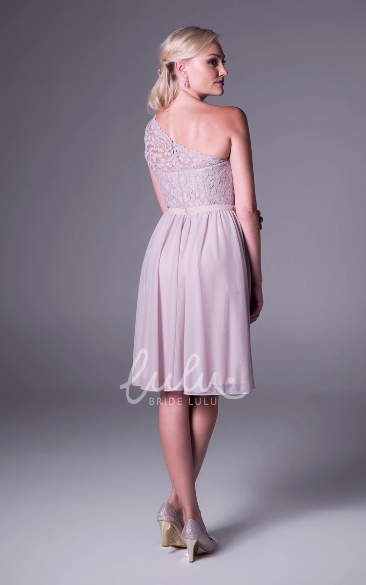 One Shoulder Sleeveless A-Line Bridesmaid Dress with Appliques and Pleats