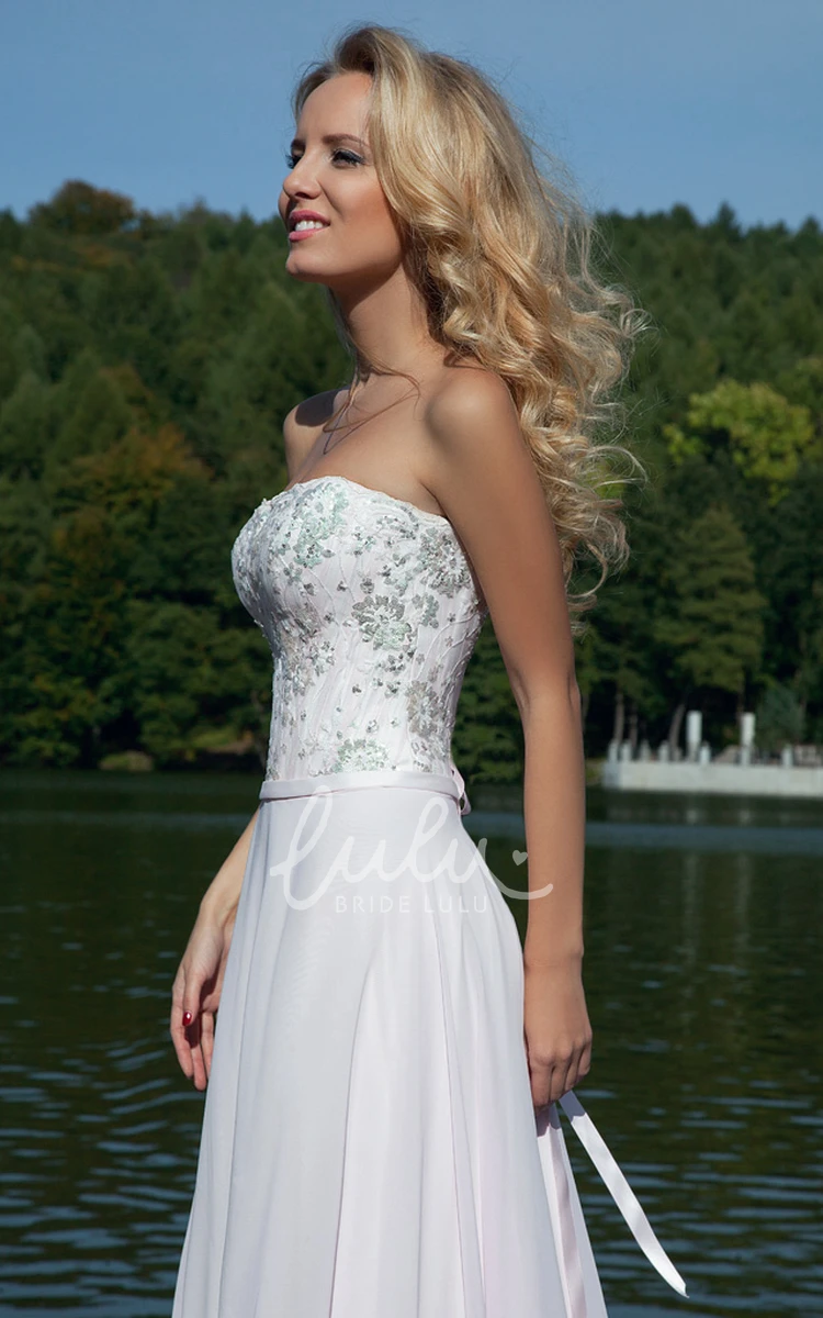 Strapless Sequined A-Line Chiffon Prom Dress