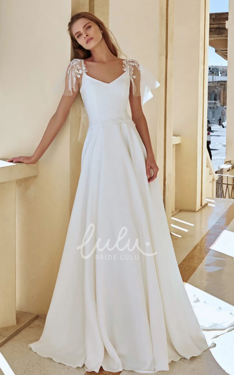 Satin A-line Queen Anne Wedding Dress with Ruching Bohemian & Timeless