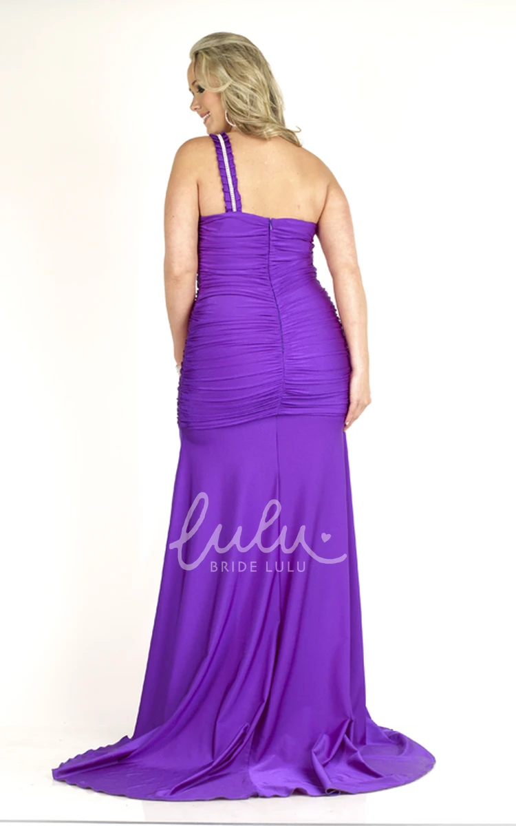 Sleeveless Mermaid Jersey Prom Dress with Ruching and Sweep Train