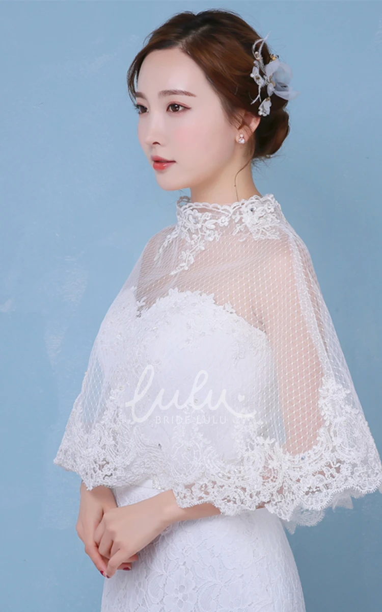 Luxury Lace Stand Collar Cape for Classy Events and Celebrations