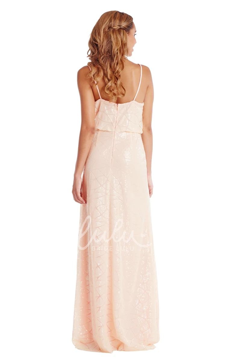 Sheath Sleeveless Sequin Chiffon Convertible Bridesmaid Dress Muti-Color Low-V Back