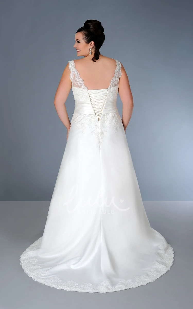 Lace A-Line Wedding Dress with Illusion and Flower Detail