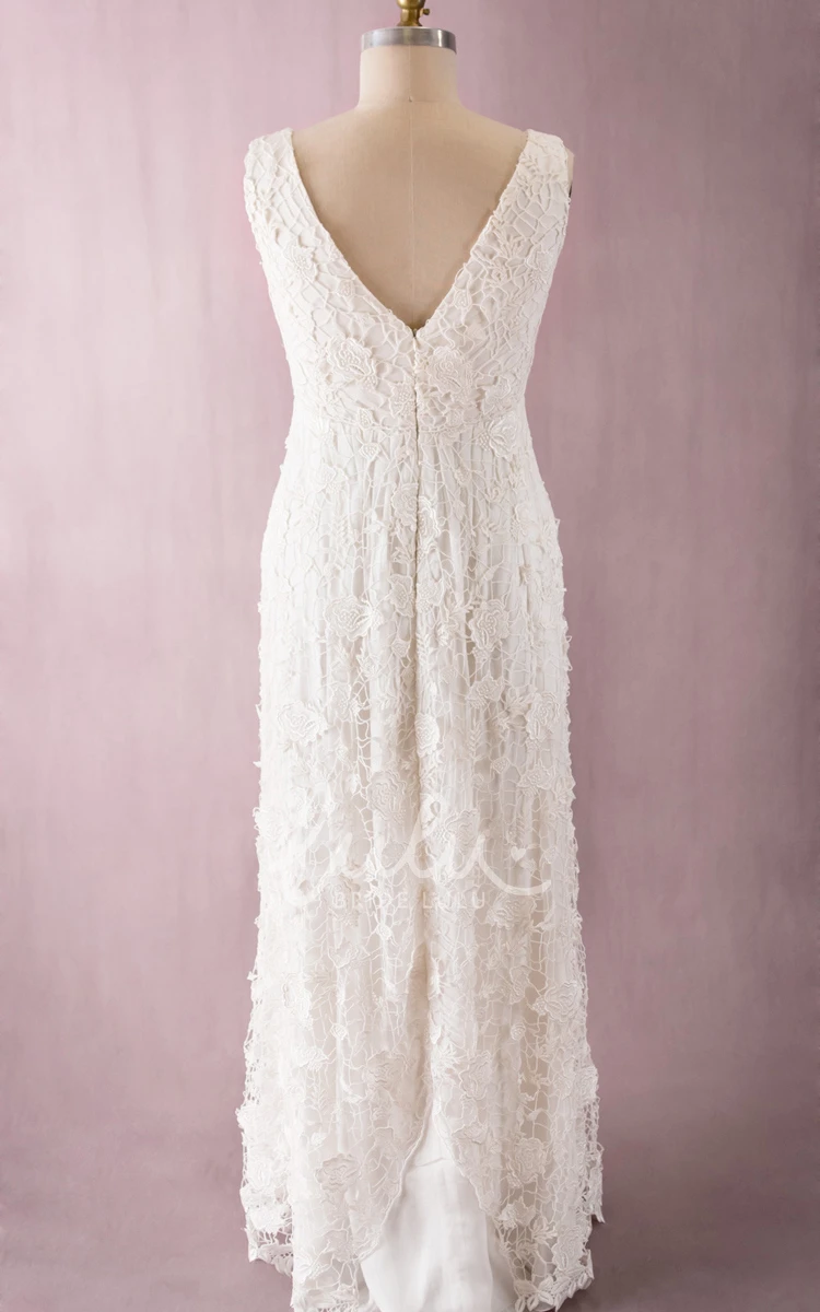 Vintage V-neck Delicate Lace Floor-length Dress Timeless & Elegant