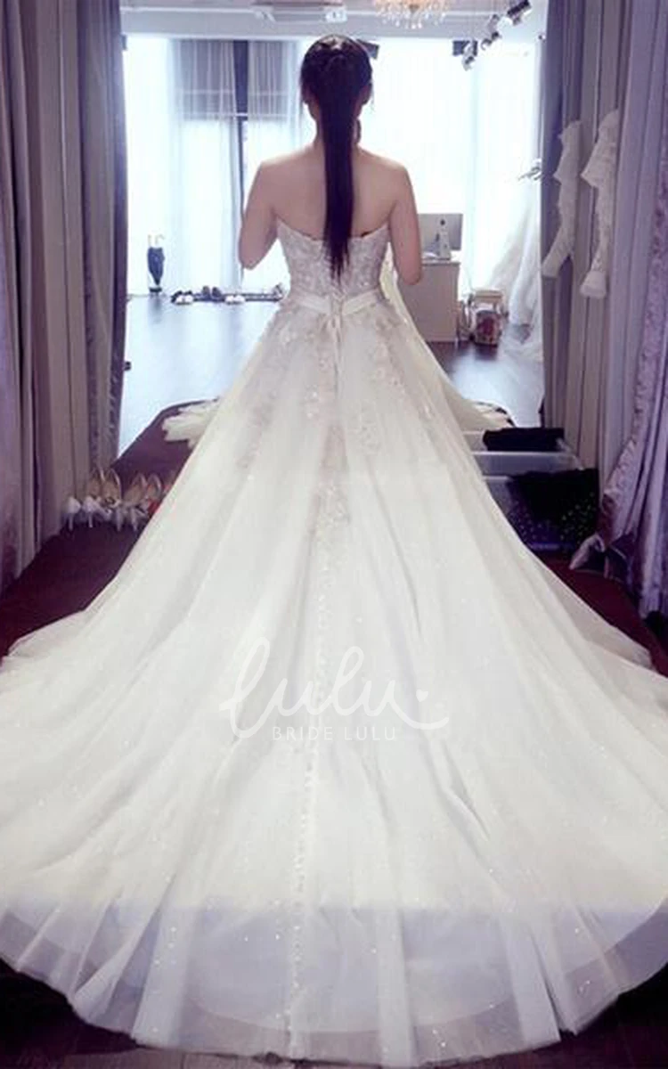 Lace Tulle Sweetheart Ball Gown Wedding Dress
