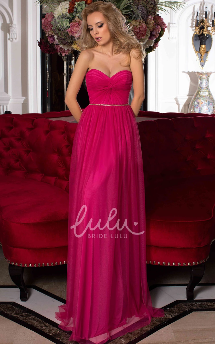 Empire Sweetheart Tulle Prom Dress with Lace-Up Back and Waist Jewellery in A-Line Style