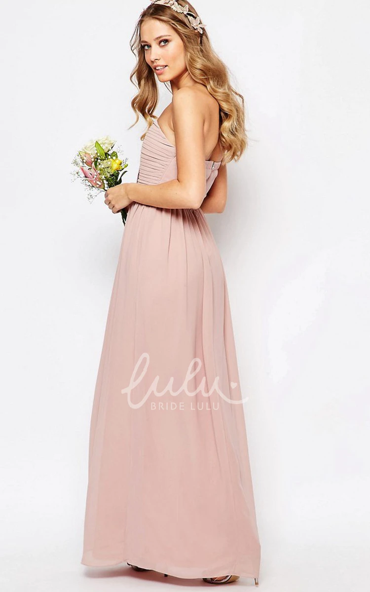 Ruched Sweetheart Chiffon Bridesmaid Dress Ankle-Length