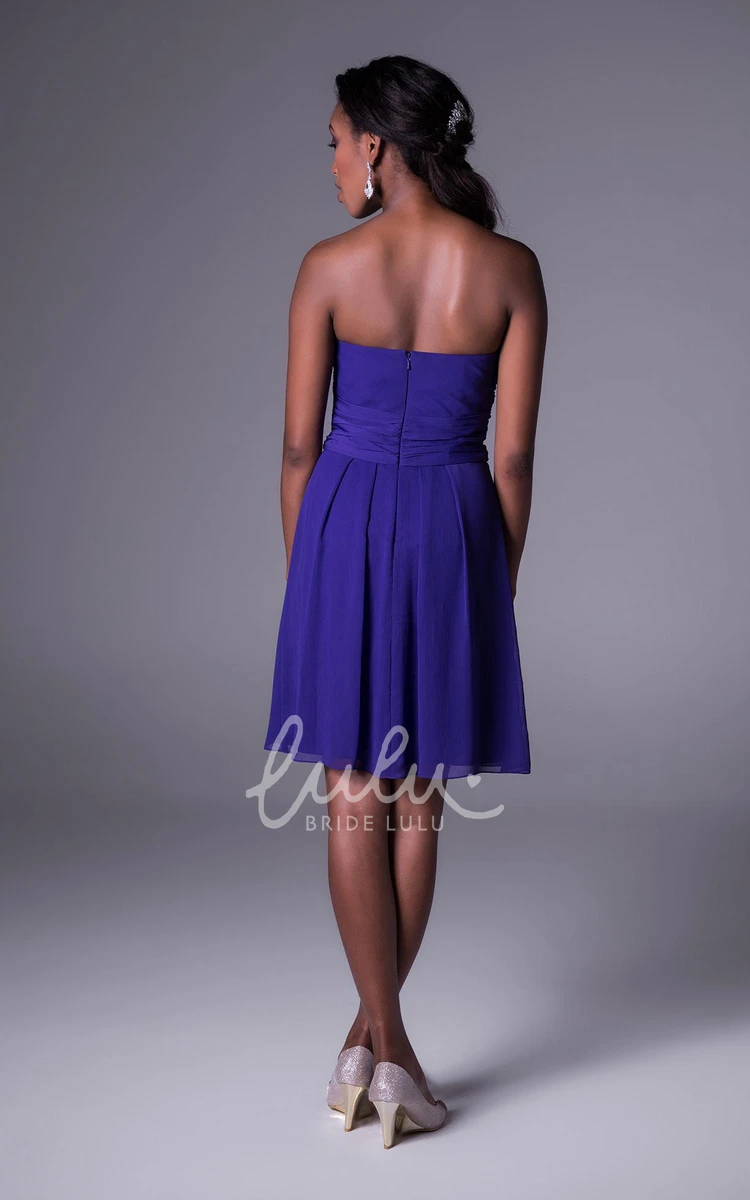 A-Line Sweetheart Draped Chiffon Bridesmaid Dress with Short Sleeves