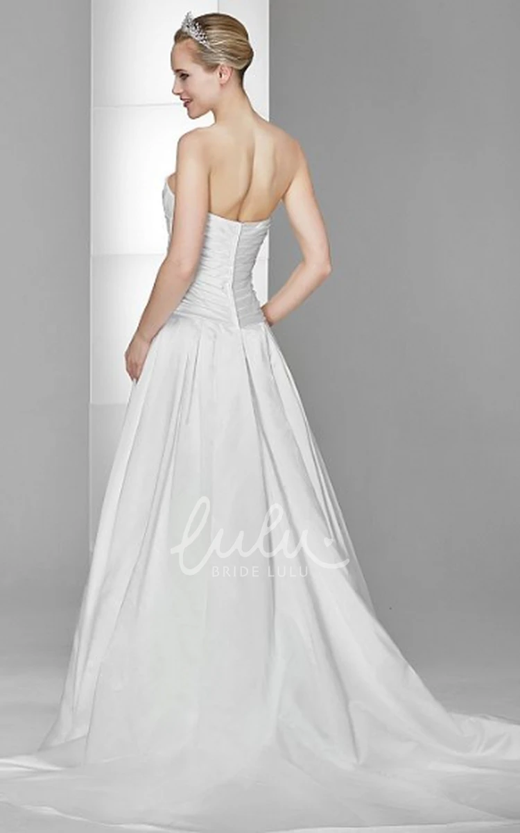 Jeweled Satin Wedding Dress with Criss Cross A-Line