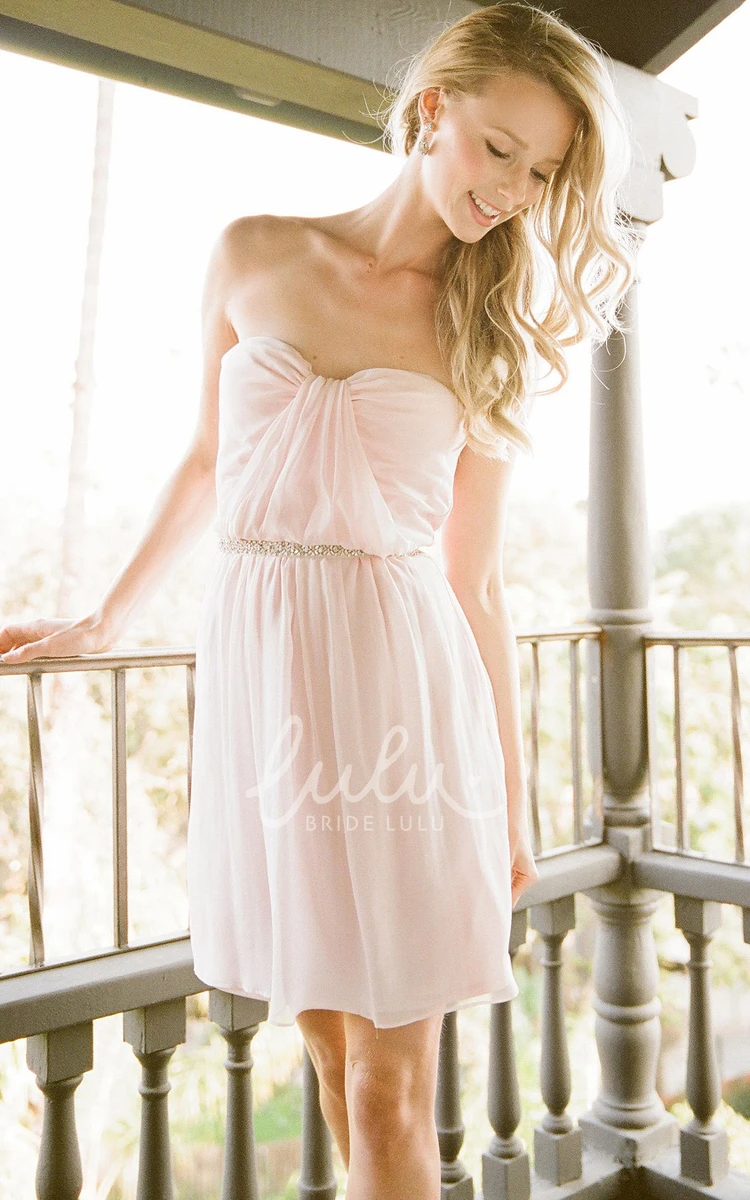 Sweetheart Sleeveless Chiffon Multi-Color Bridesmaid Dress with Bow Short Style