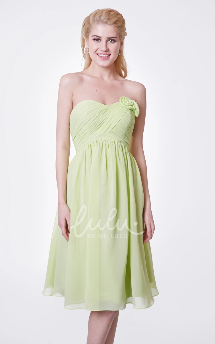 Strapless Floral Empire Chiffon Prom Dress