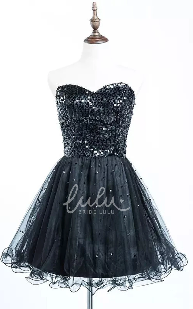 Sweetheart Sequin Tulle A-line Sleeveless Mini Homecoming Dress