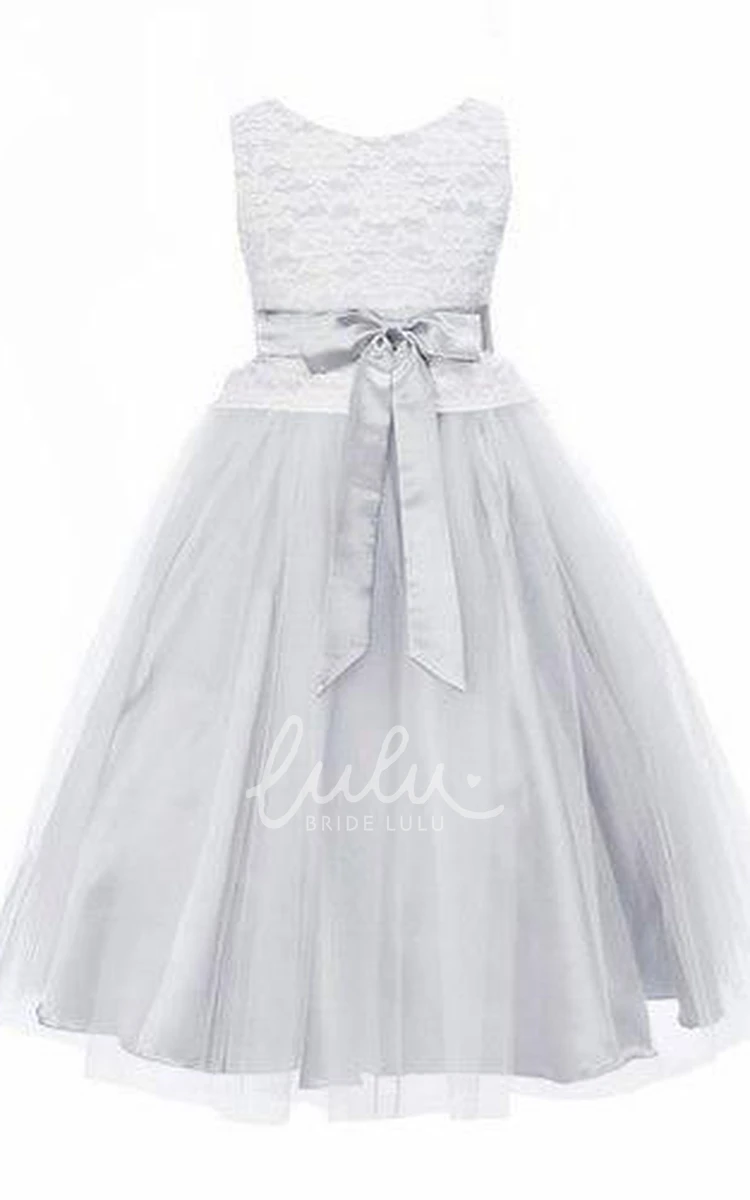 Sleeveless Lace Tulle Flower Girl Dress Wedding Dress