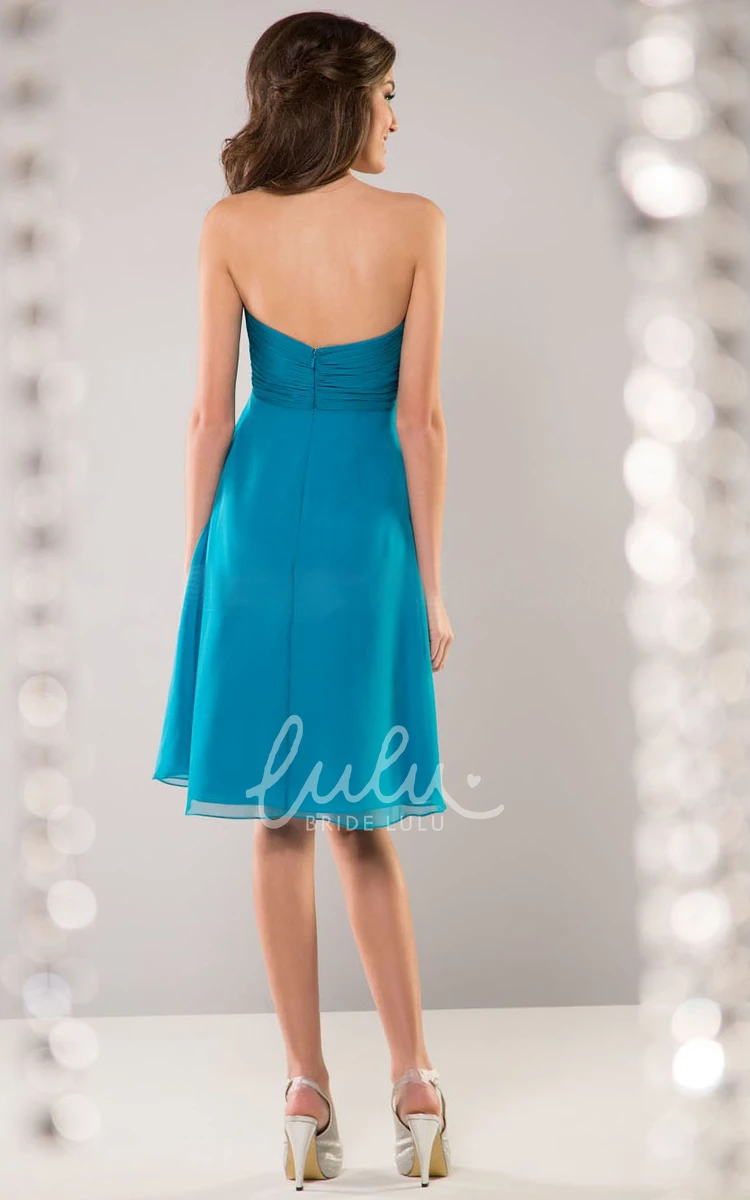 Empire Bodice Bridesmaid Dress with Knee-Length and Strapless Style