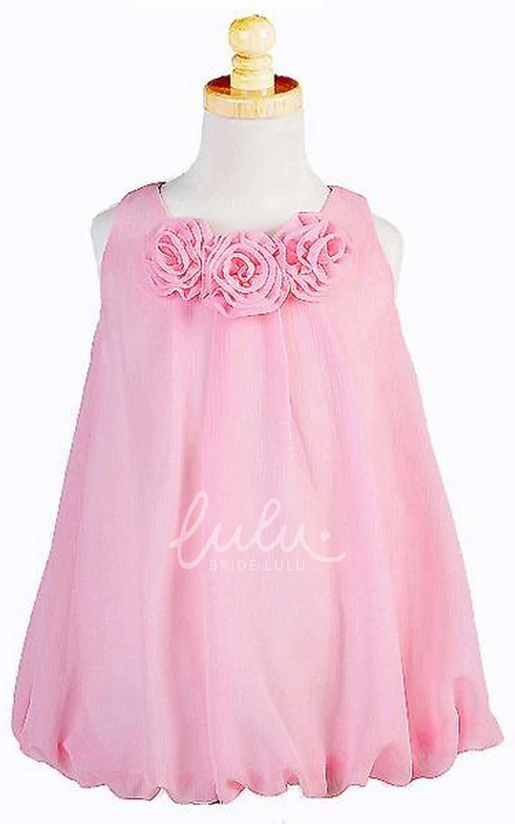 Sleeveless Chiffon Flower Girl Dress Knee-Length Elegant