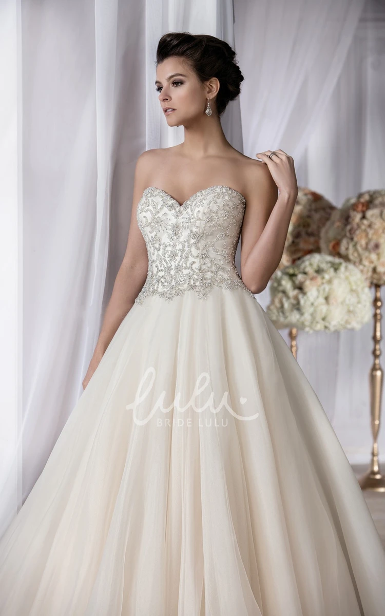 A-Line Sweetheart Gown with Beaded Bodice Noble Wedding Dress