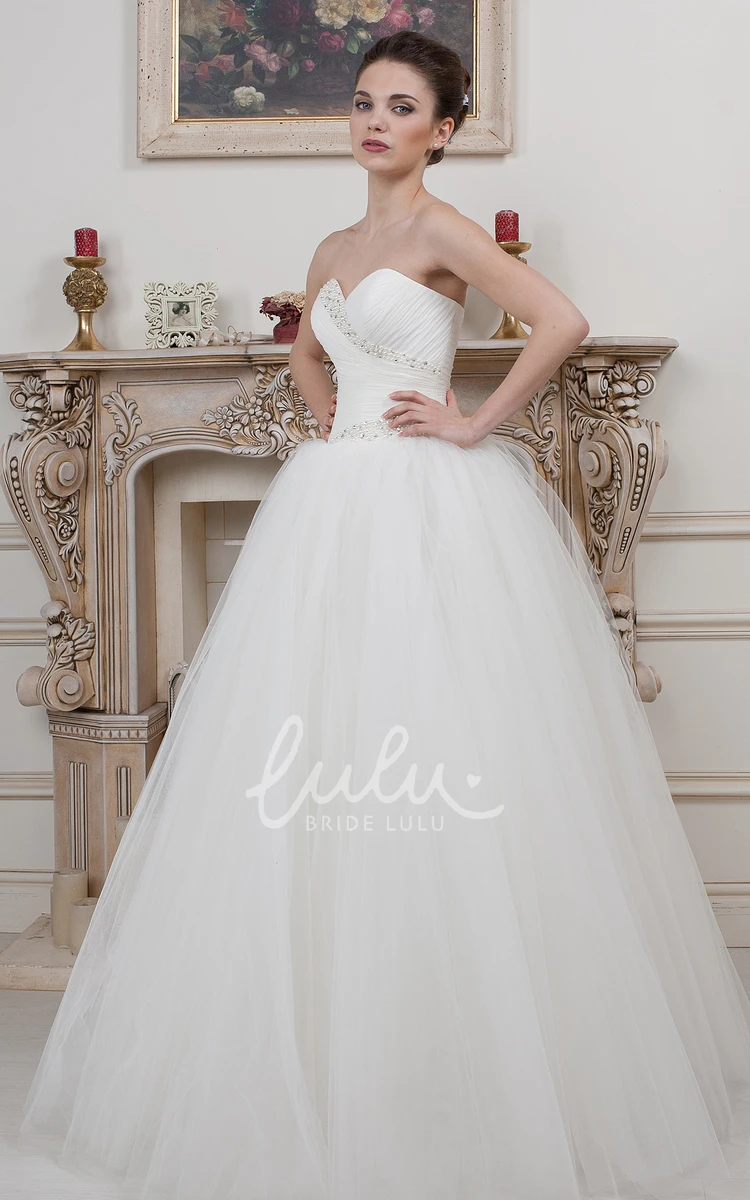 Beaded A-Line Tulle Wedding Dress with Sweetheart Neckline