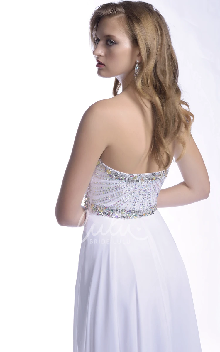 Chiffon A-Line Prom Dress with Shining Bodice and Jeweled Band