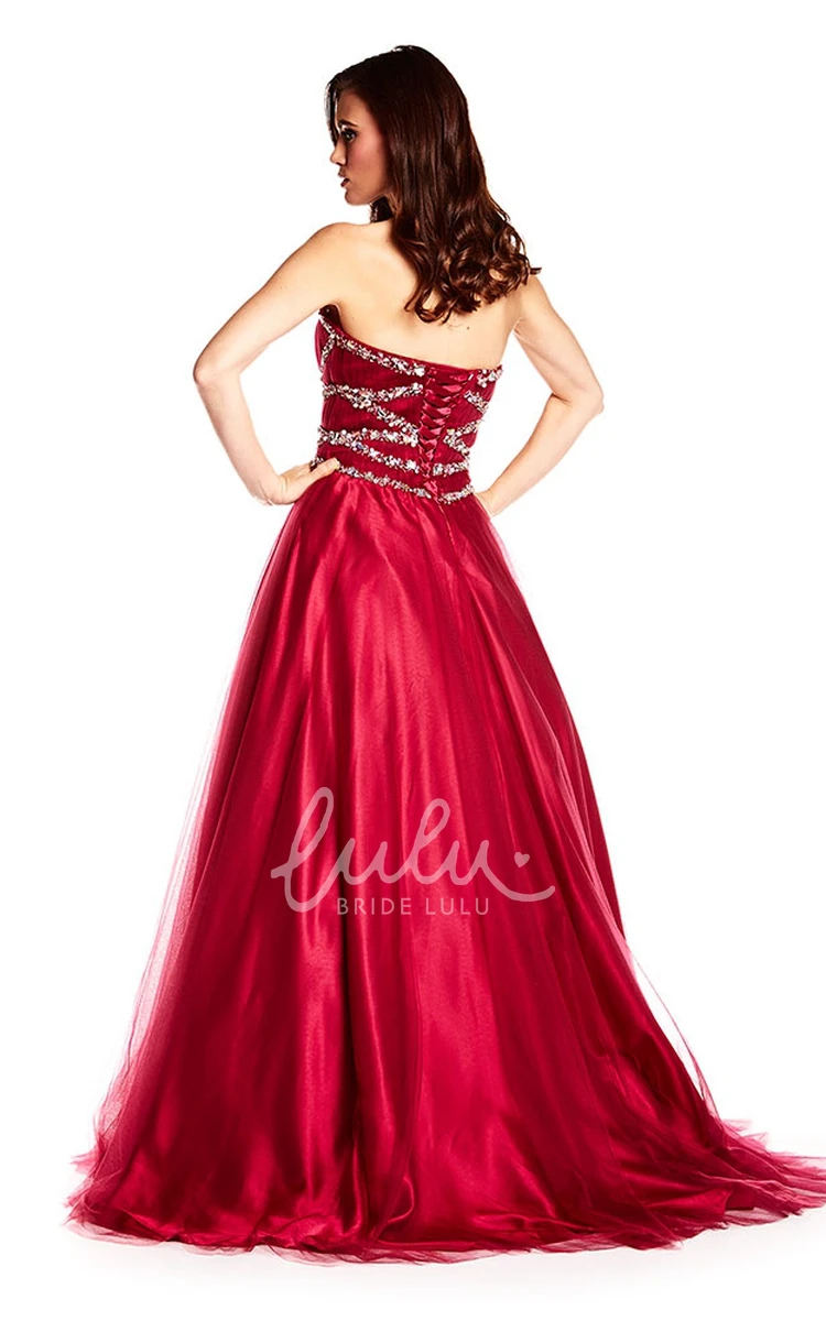Ruched Satin Sweetheart A-Line Prom Dress with Beading Elegant Long Sleeveless Gown
