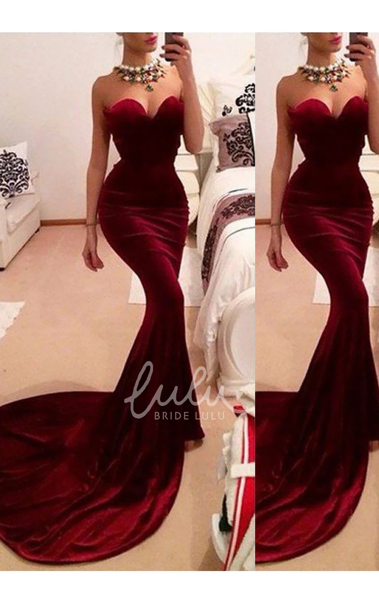 Sweetheart Velvet Mermaid Prom Dress with Sweep Train