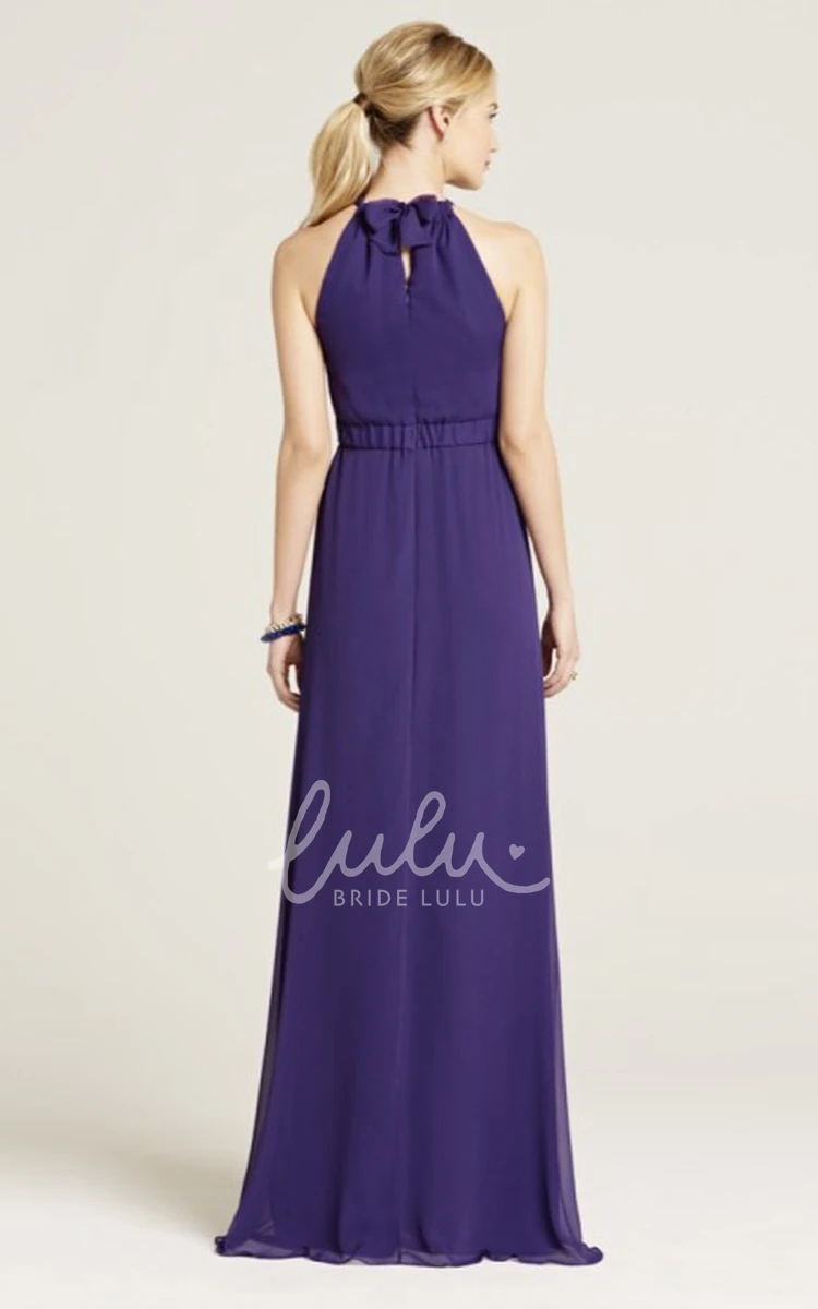 Halter Bowed Chiffon Bridesmaid Dress Sleeveless