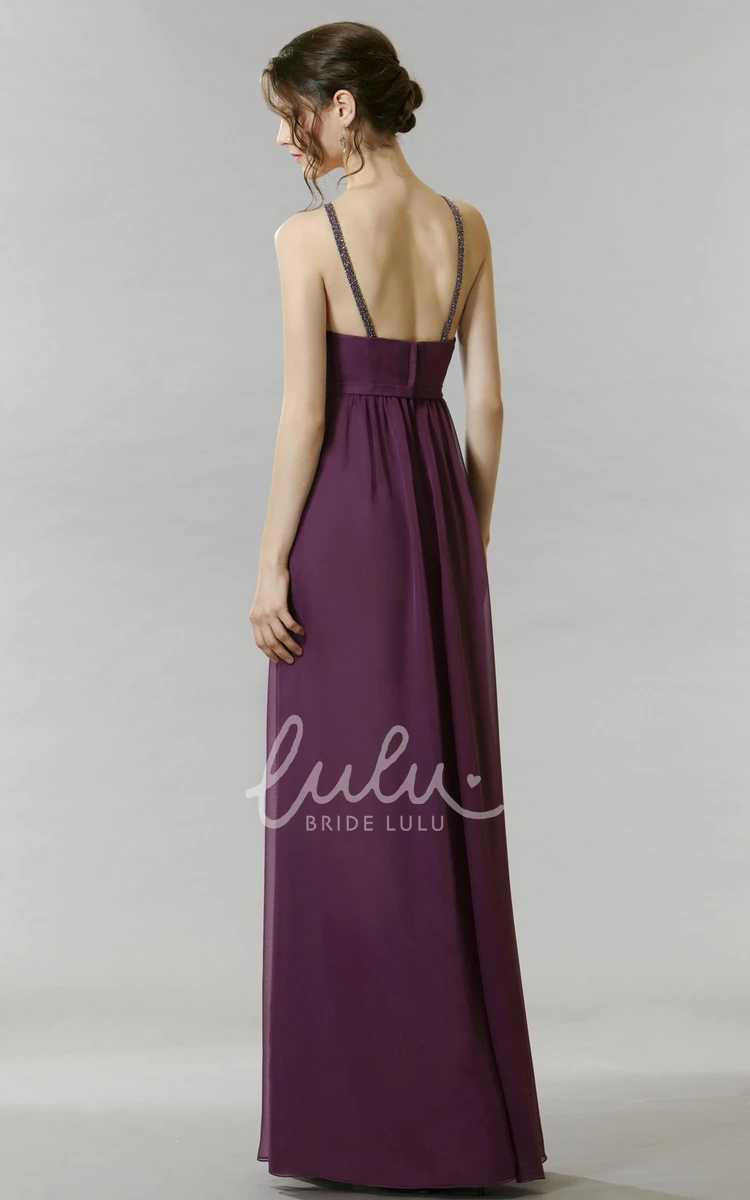 Sleeveless Chiffon Halter Bridesmaid Dress Flowy and Chic Bridesmaid Dress