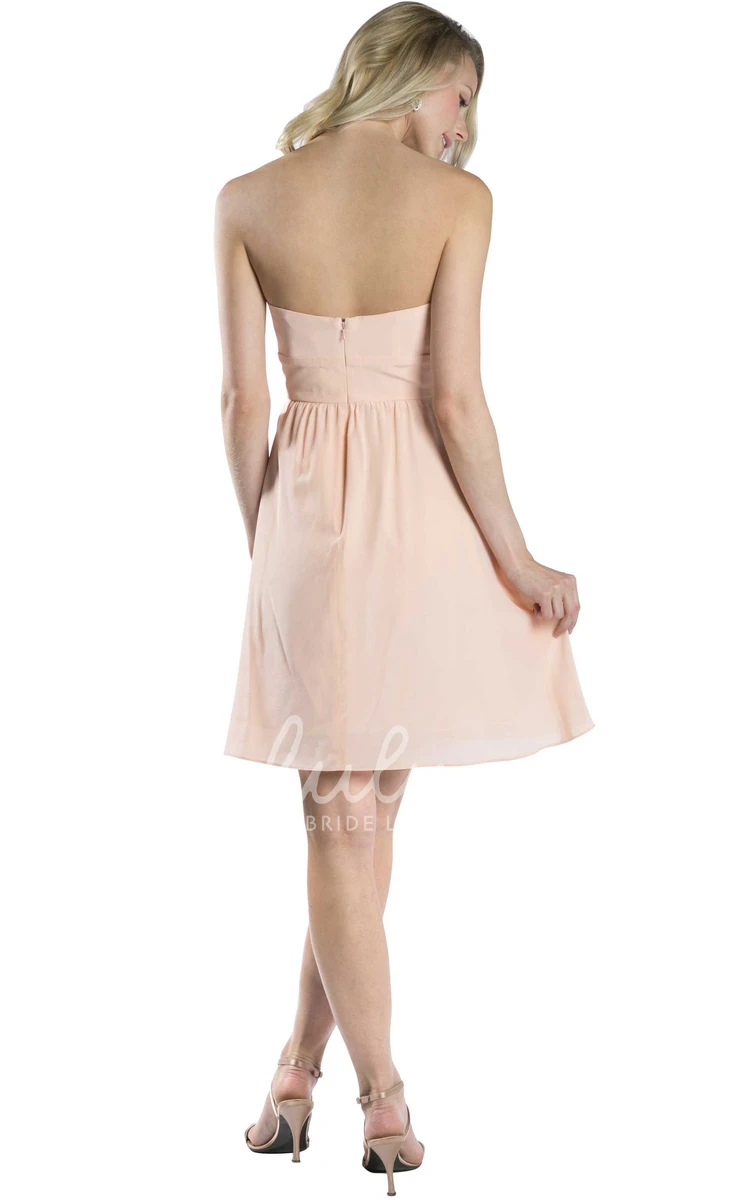 Short Strapless A-Line Ruched Chiffon Convertible Bridesmaid Dress in Muti-Color