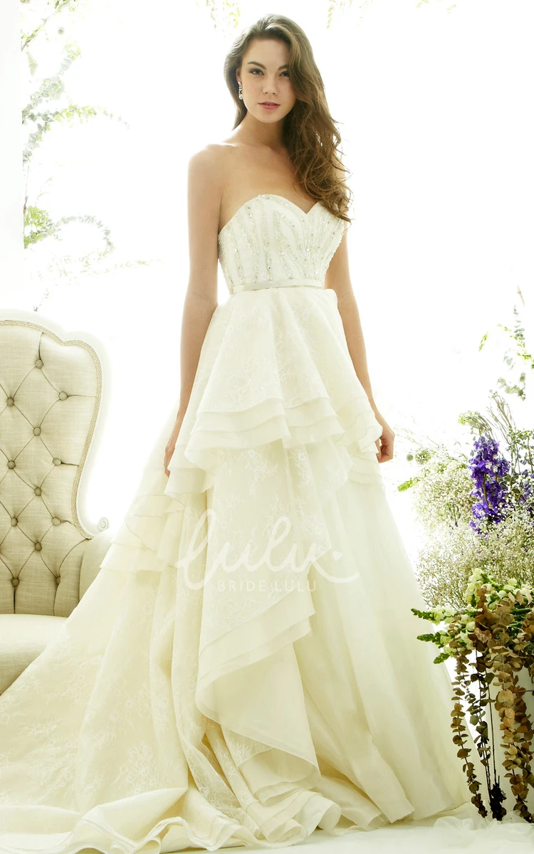 Sweetheart Beaded Tulle A-Line Wedding Dress with Sleeveless Design