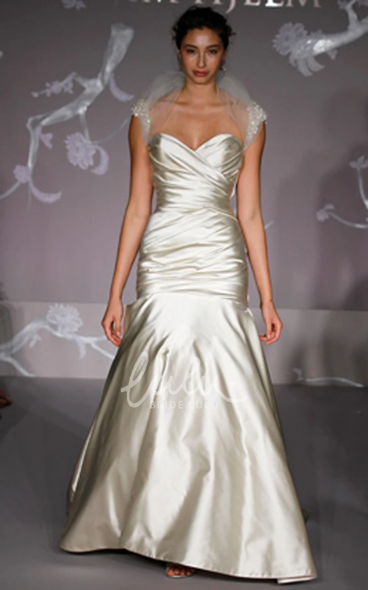 Sleeveless Satin Dress with Crisscross Ruching Elegant Wedding Dress