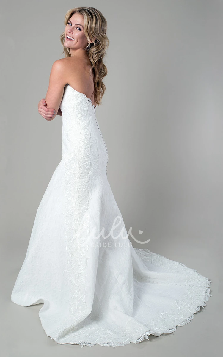 Strapless Sheath Lace Wedding Dress with Floor-Length Hemline