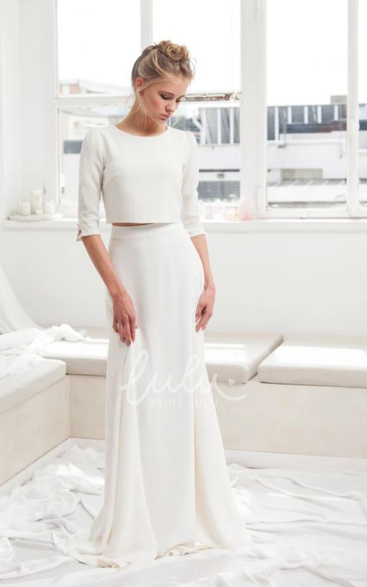 Half Sleeve Jewel Neck Bridal Gown Graceful & Unique