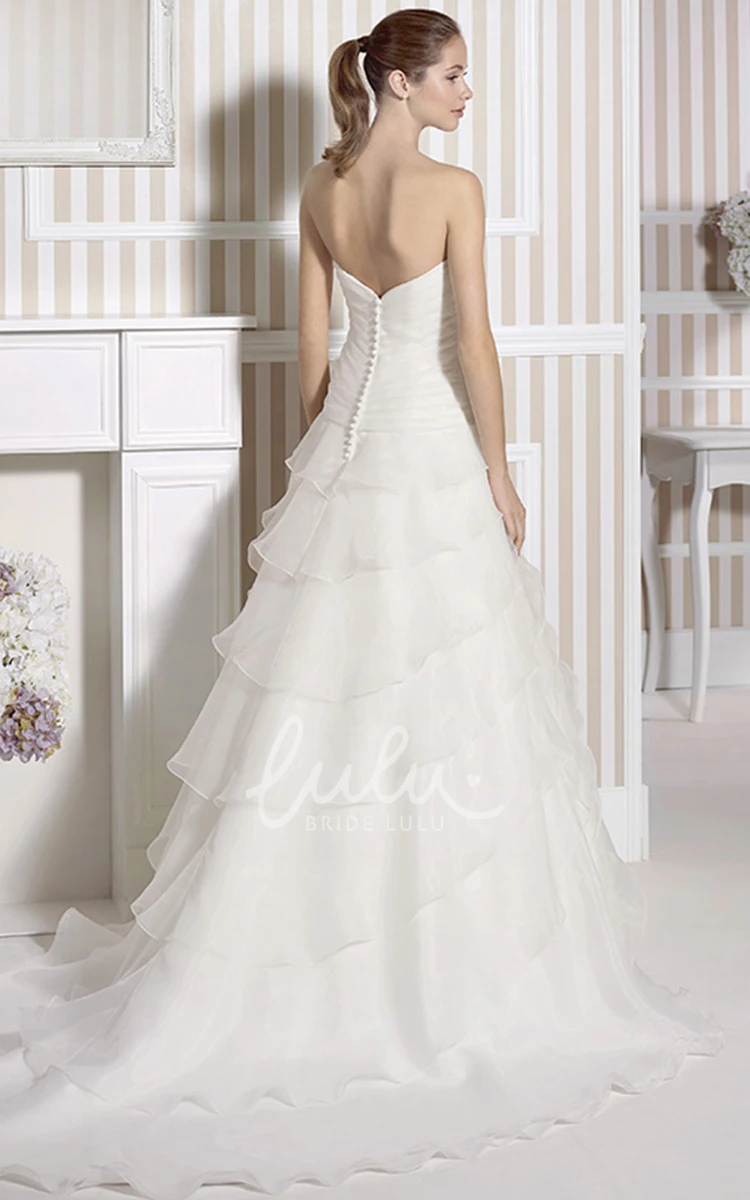 Tiered Organza Wedding Dress with Beading and Flower A-Line