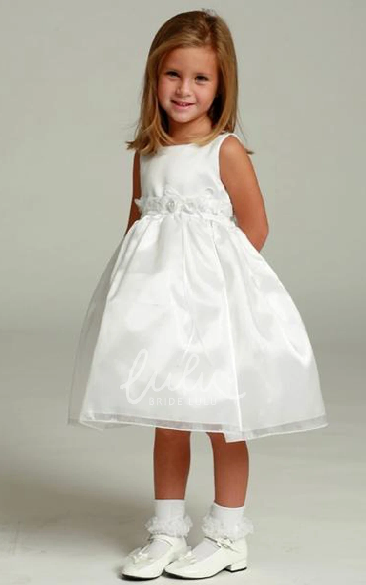 Organza Satin Floral Girl Dress with Flowers