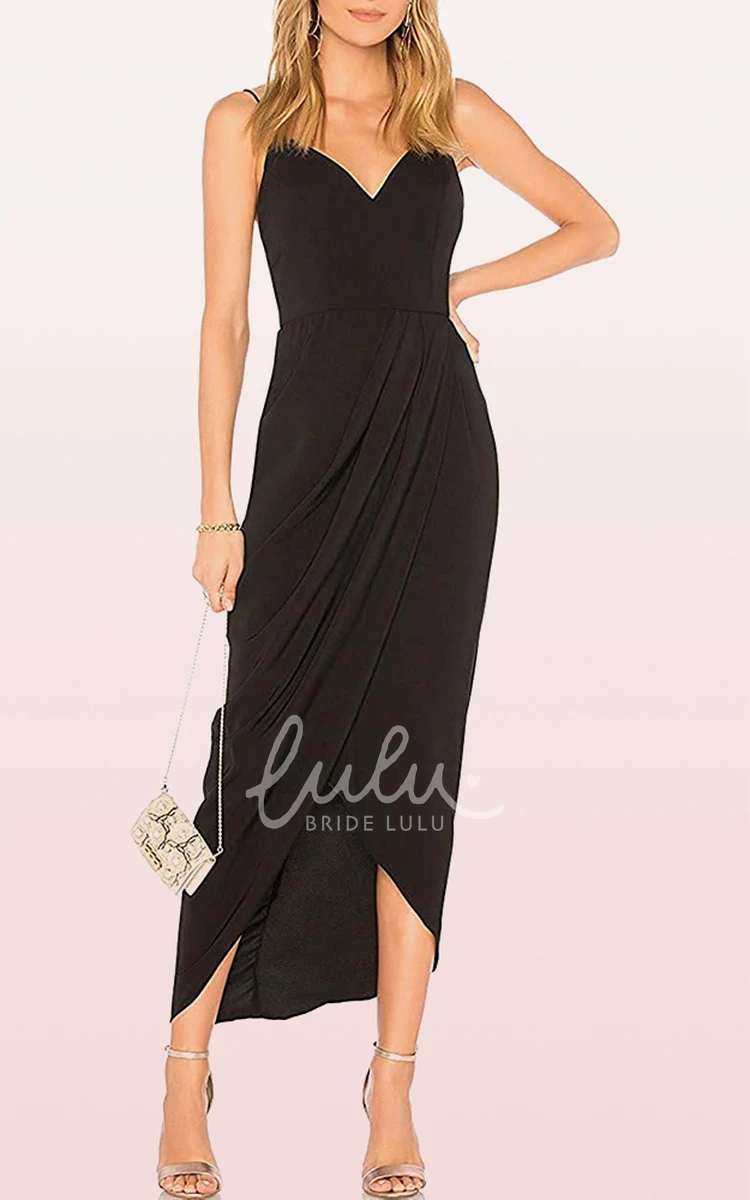 Chiffon V-Neck Bodycon Prom Dress with Draping Romantic Split Front