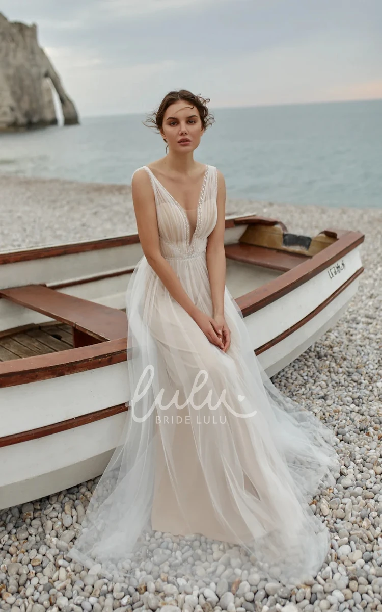 Romantic Jewel A Line Chiffon Wedding Dress with Sash Elegant Sweep Train Flowy