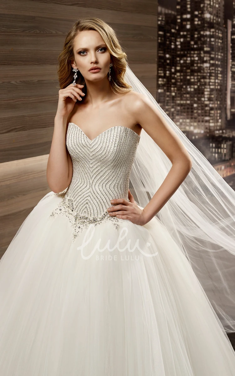 Beaded Corset A-Line Wedding Dress with Sweetheart Neckline and Half Back