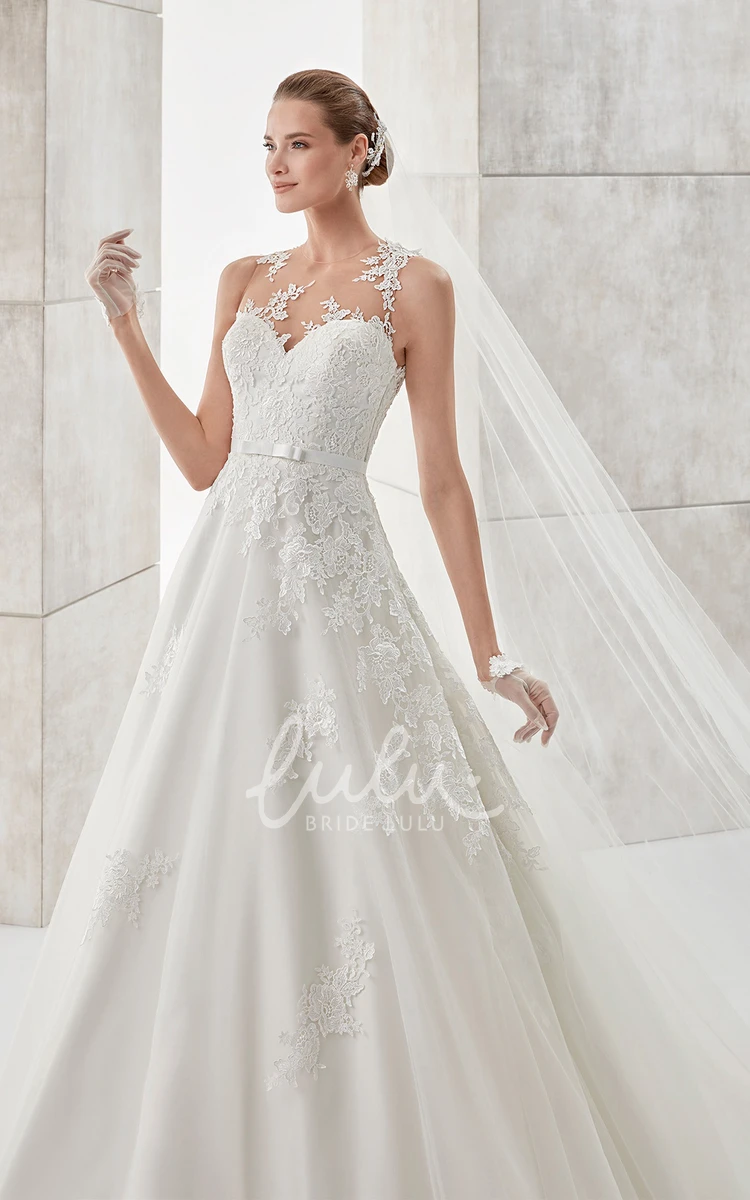 Lace Applique Illusive Wedding Dress