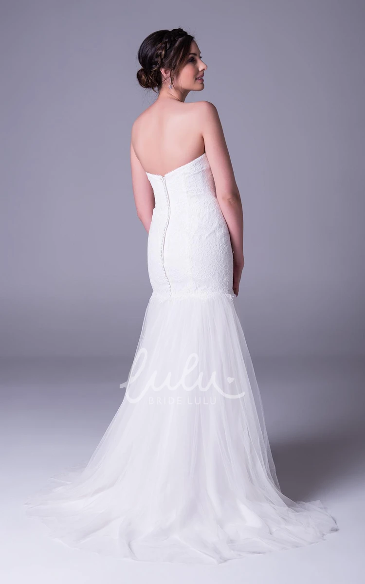 Tulle&Lace Trumpet Strapless Wedding Dress
