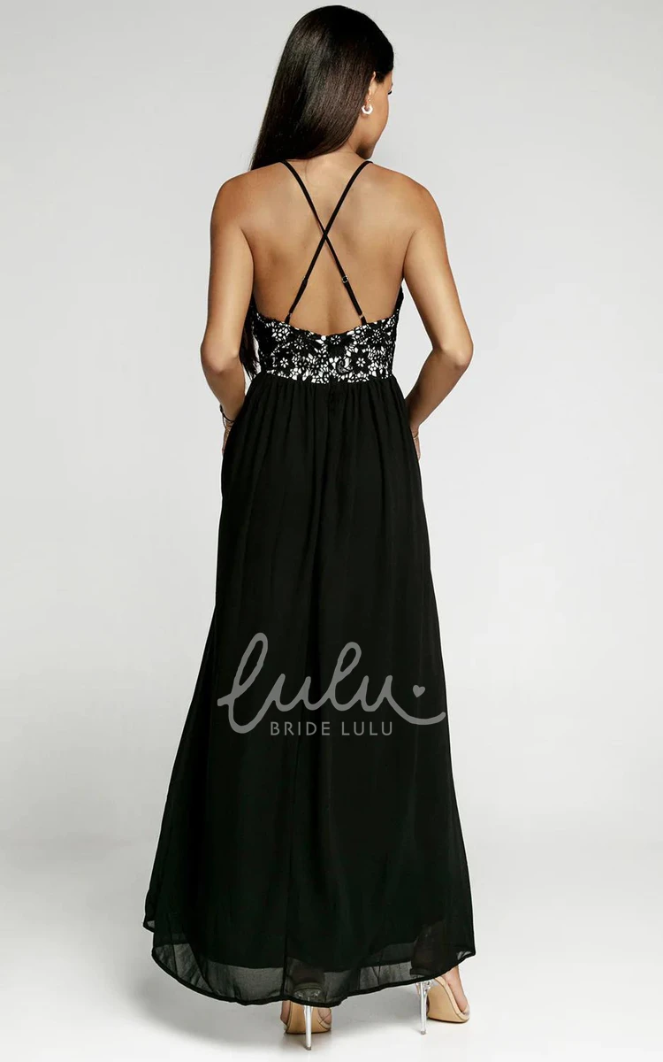 Chiffon A-Line Cross Back Prom Dress with Front Split