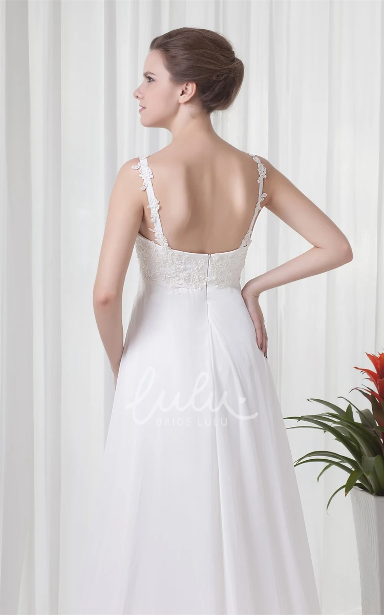 Maternity Formal Dress with Empire Chiffon and Appliques Spaghetti-Strap