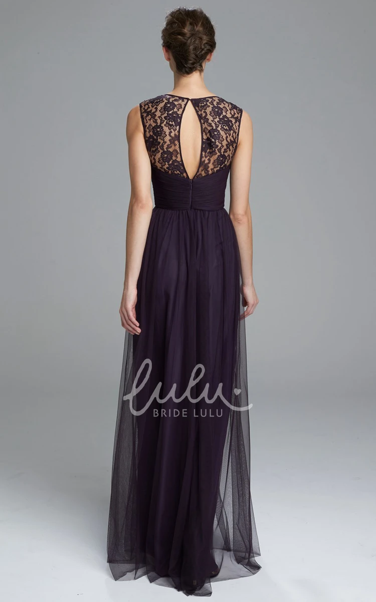 Tulle Bridesmaid Dress with Criss Cross Sweetheart Sheath Floor-Length