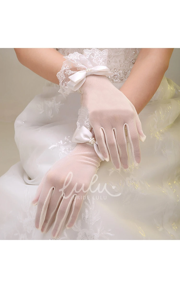 Elastic Bow Lace Short Gloves Prom Dress Accessory