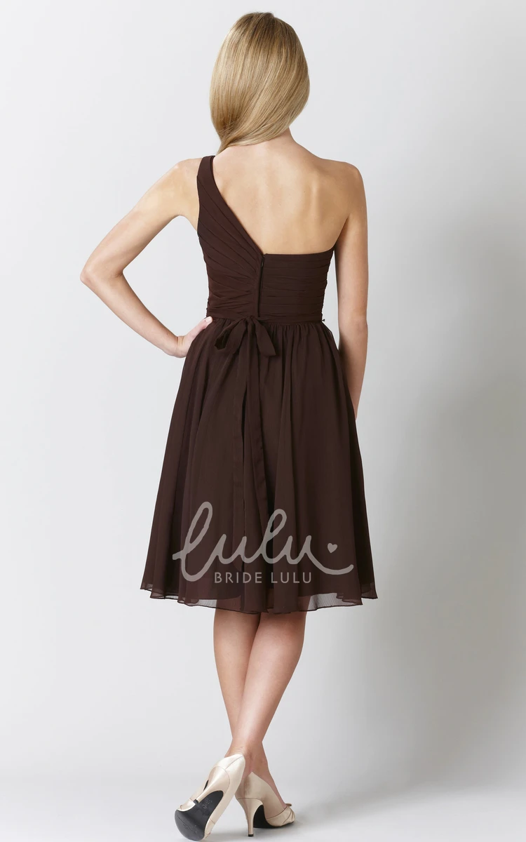 Chiffon One-Shoulder Knee-Length Bridesmaid Dress with Criss-Cross