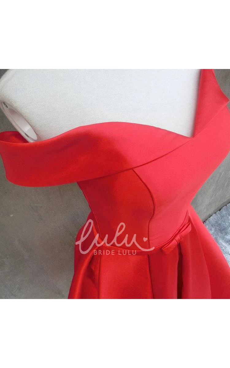 Satin Lace-up Back Dress with Off-Shoulder Design for Formal Occasions