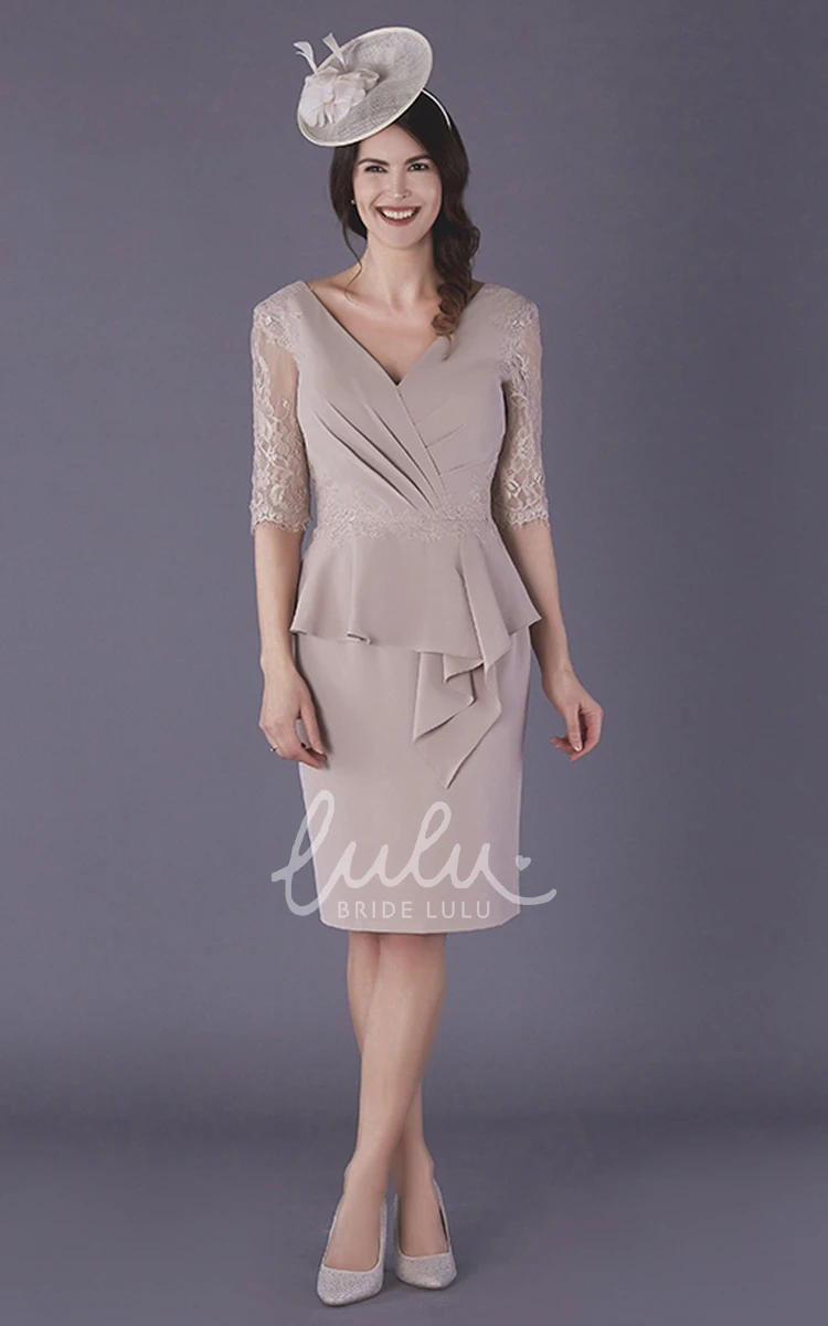 Knee-length Chiffon Mother of The Bride Dress with Half Sleeves Elegant and Classy