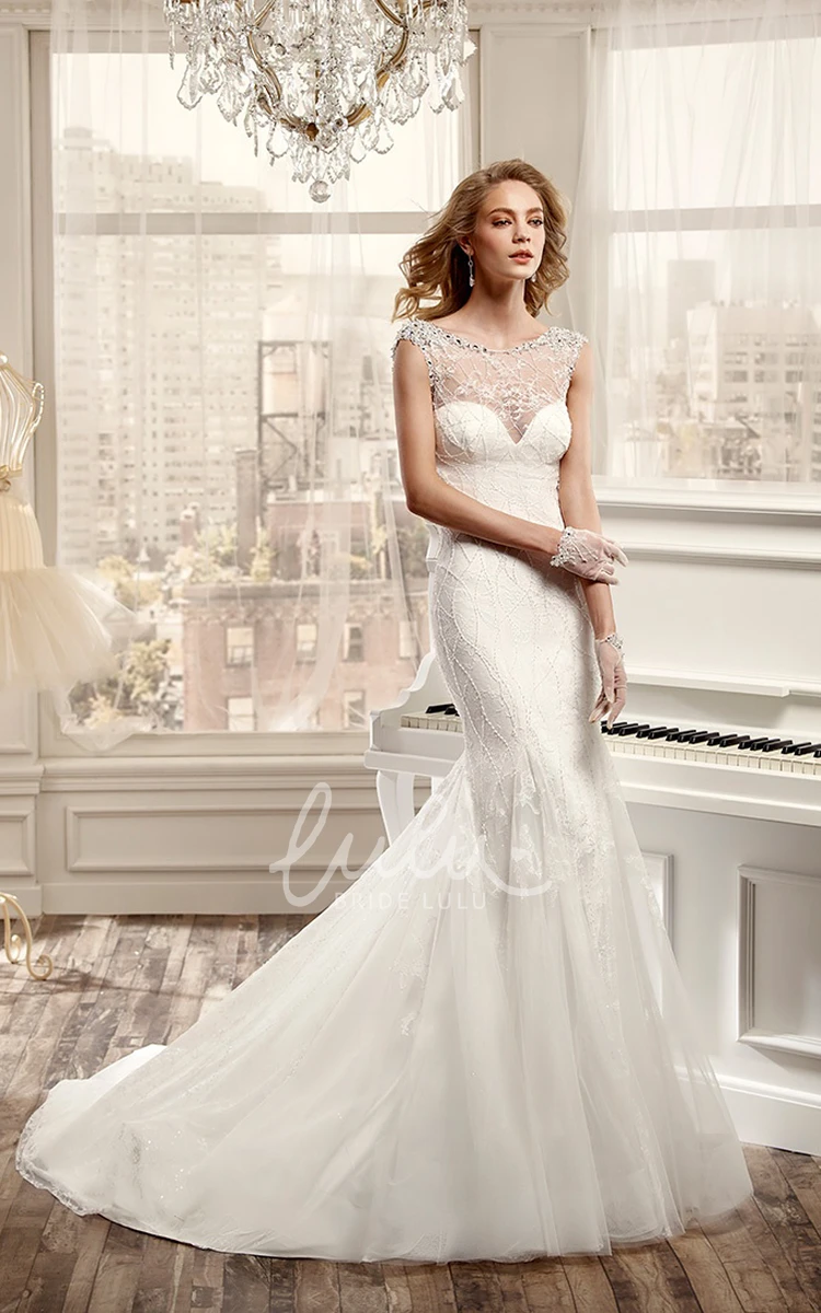 Beaded Sheath Wedding Dress with Open Back Stunning Bridal Gown