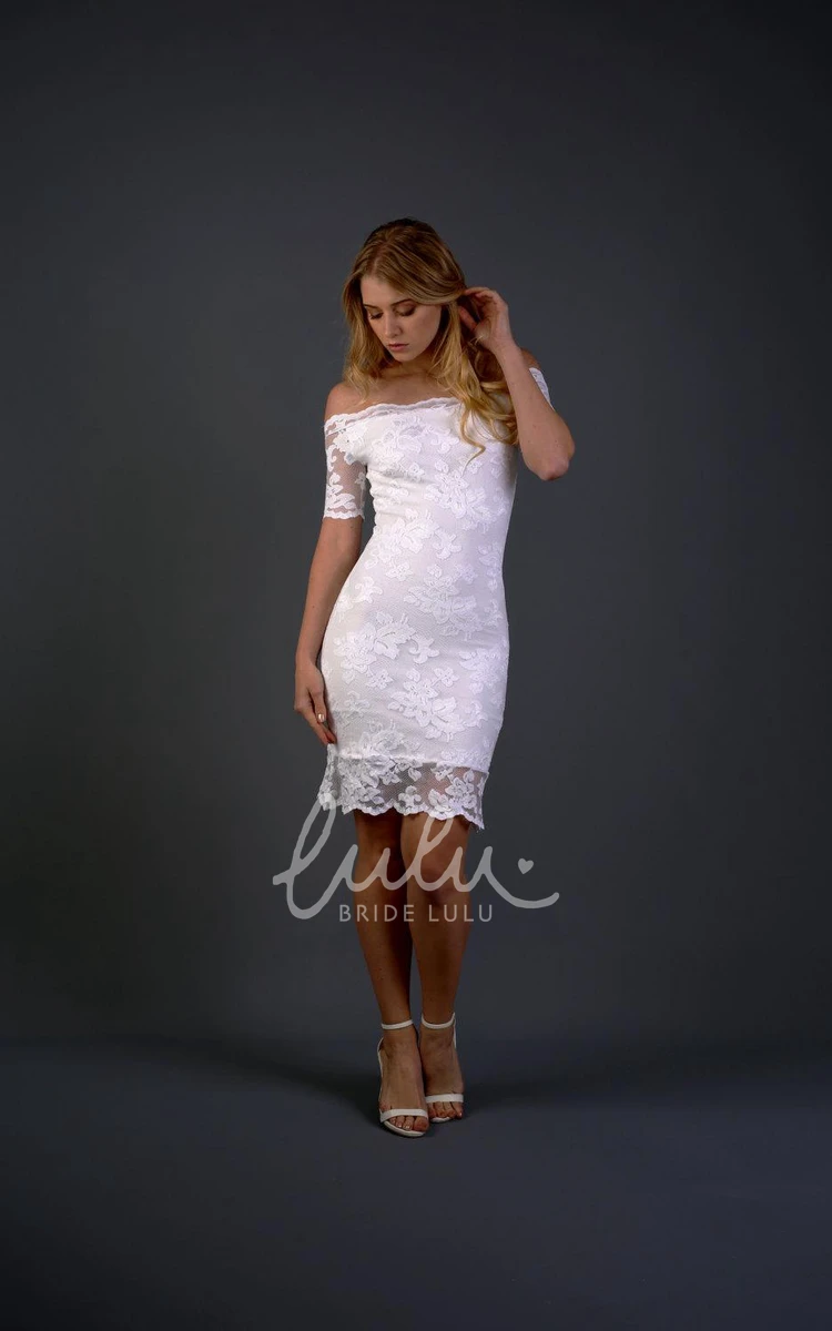 Lace Off-Shoulder Sheath Wedding Dress with Detachable Skirt Elegant 2024 Bridal Gown