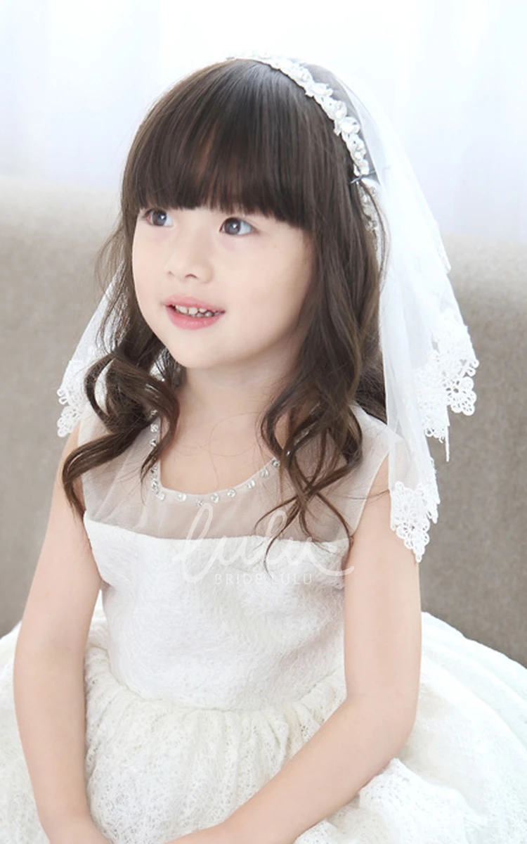 Floral Applique Tulle Shoulder Veil Sweet Style